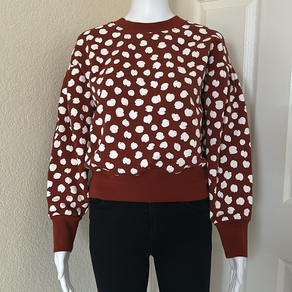 Madewell Tops - Madewell Shrunken pleat long sleeve painted dot sweatshirt rust color - Medium